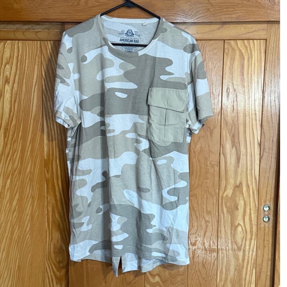 Men's American Rag Desert Camo Utility Pocket Longline Tee XL